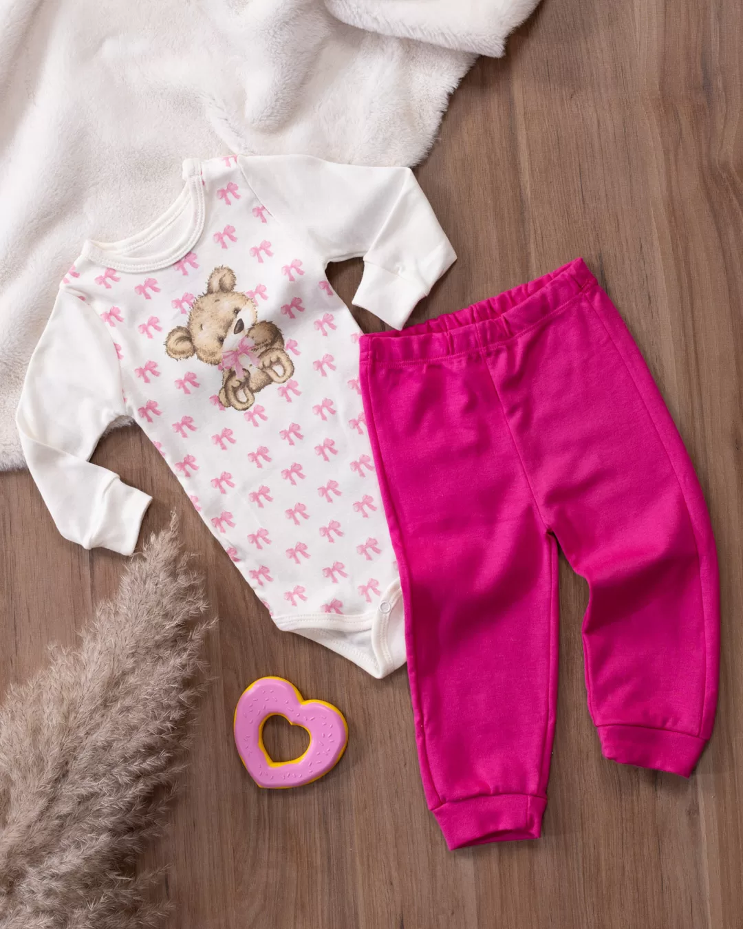 Conjunto Bebê Body e Calça Ursinha Branco