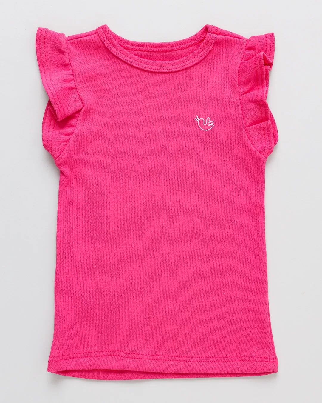 Blusa Infantil Regata Pink com Manga de Babados
